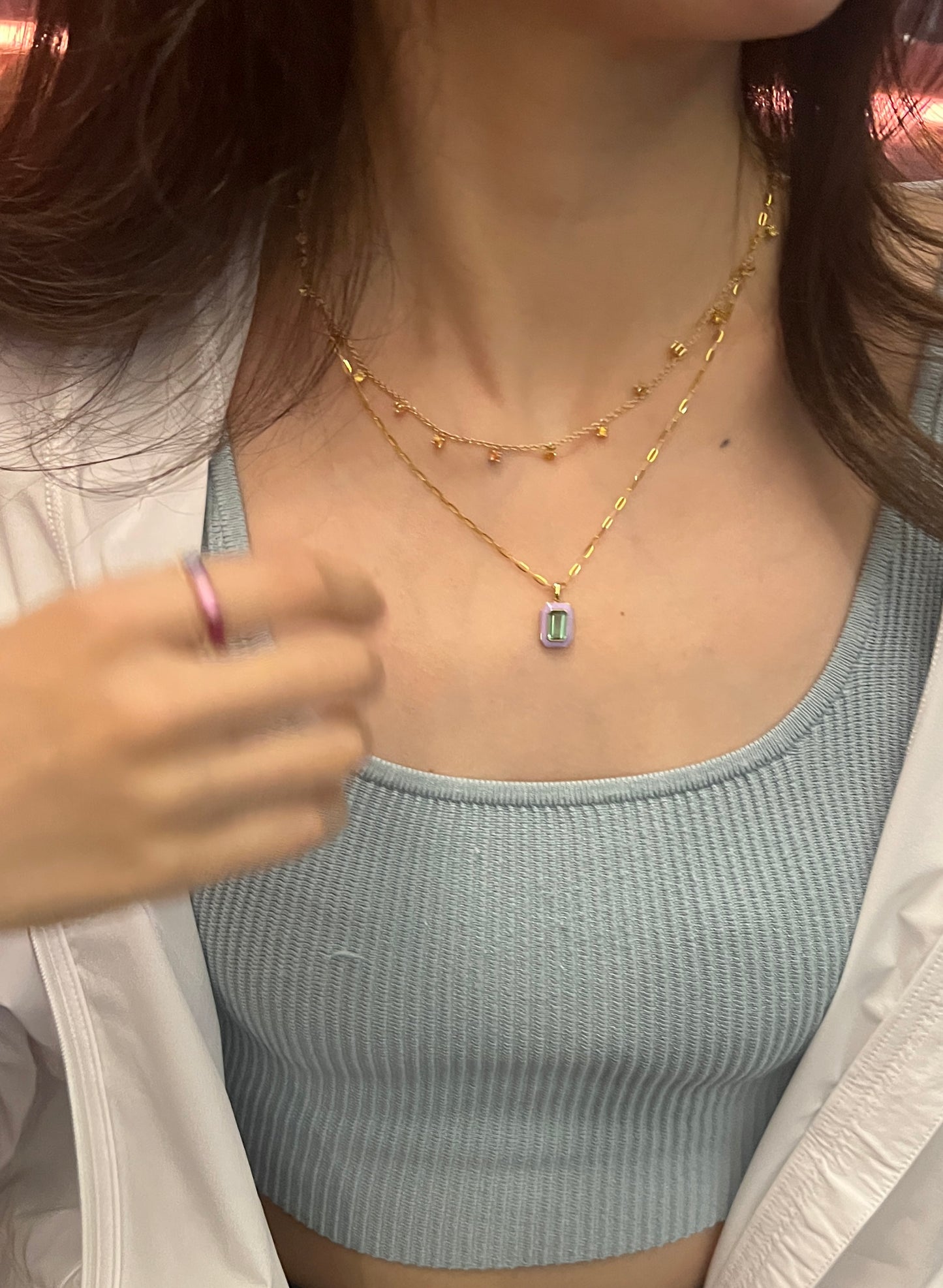 Rainbow sapphire cascade necklace in 18k yellow gold