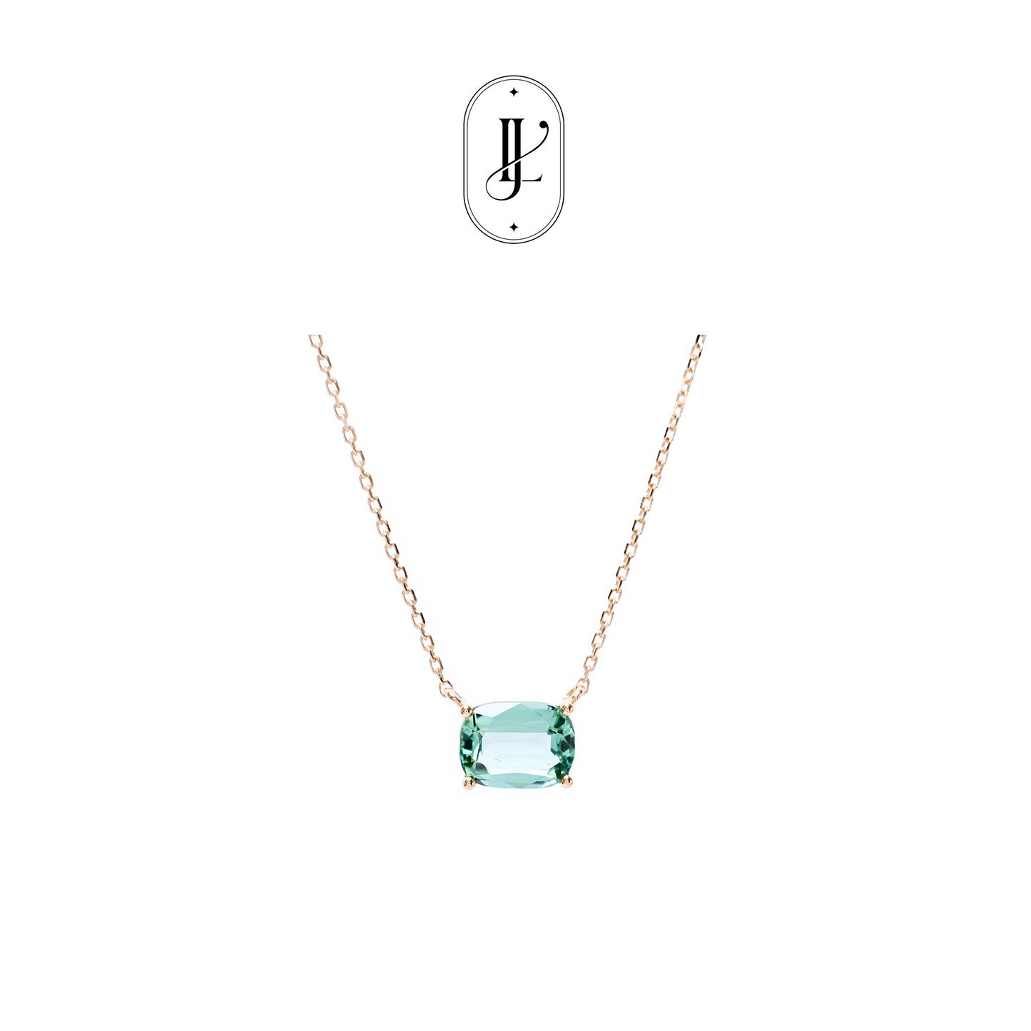 Mint green tourmaline necklace in 18k yellow gold