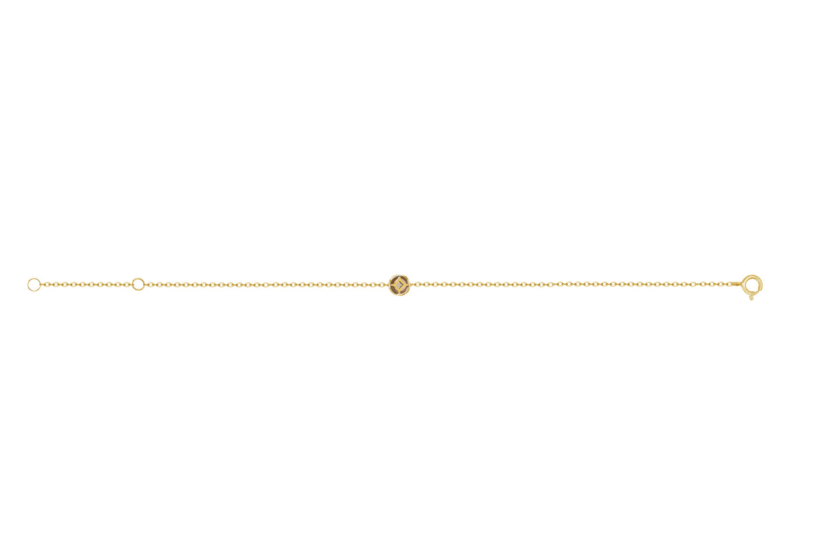 Lucky Coin Birthstone Bracelet in 18K Yellow Gold with Natural Gemstones