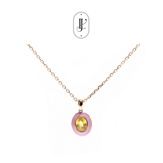 Yellow sapphire enamel necklace in 18k yellow gold