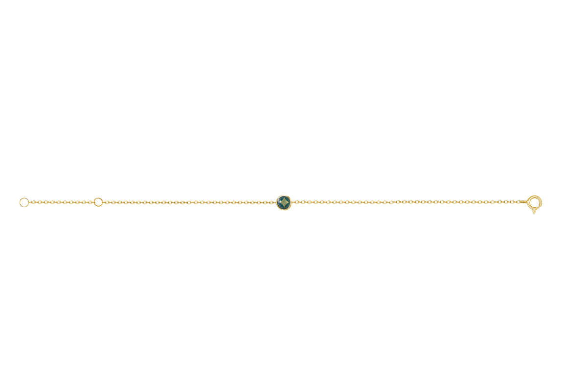 Lucky Coin Birthstone Bracelet in 18K Yellow Gold with Natural Gemstones