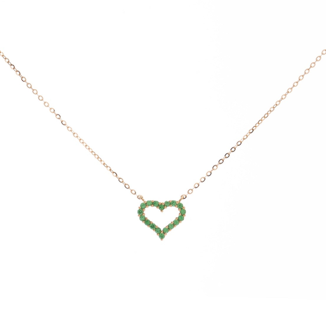 Heart necklace in 18k gold with color gems