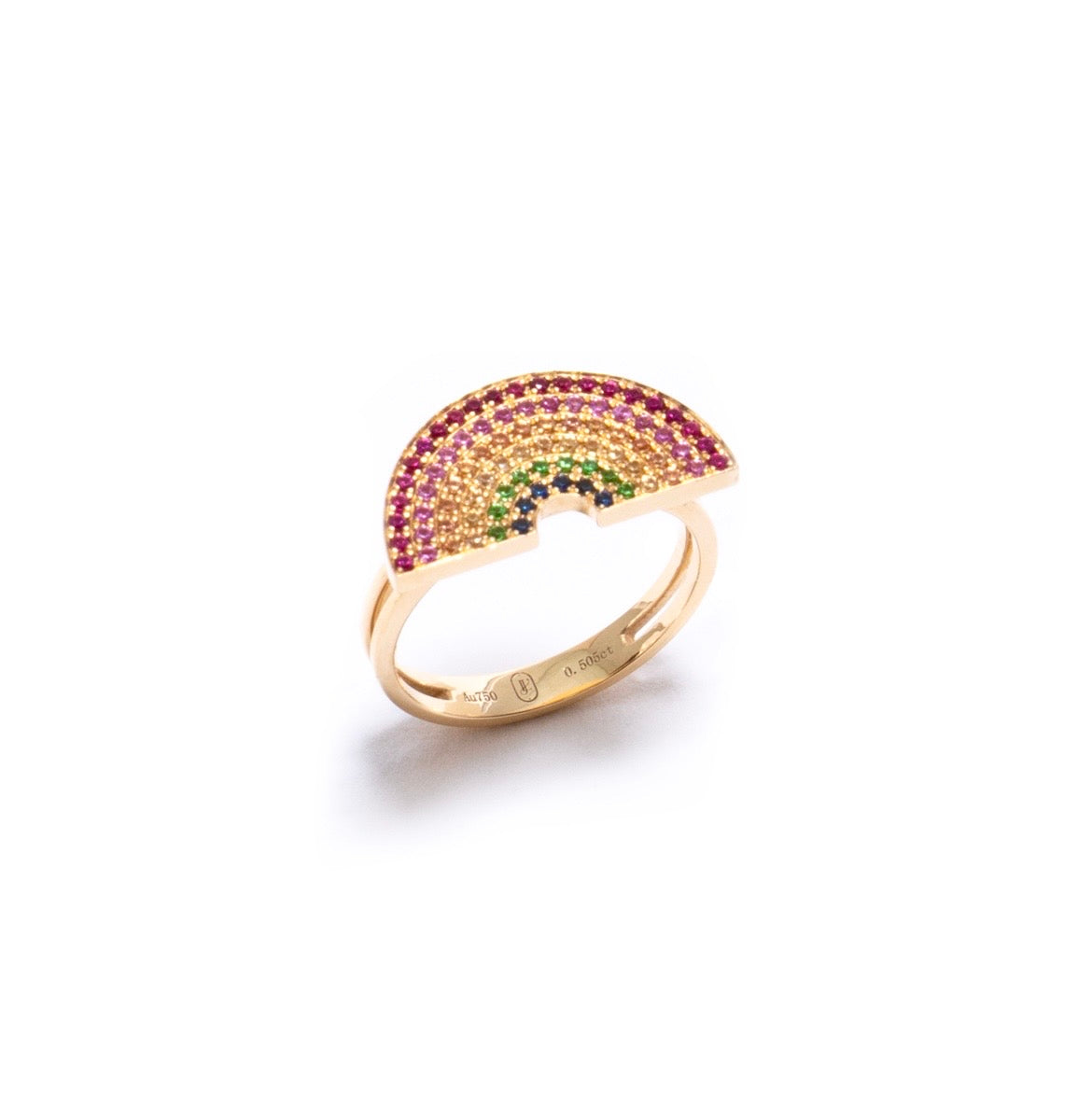 Rainbow ring in 18k yellow gold