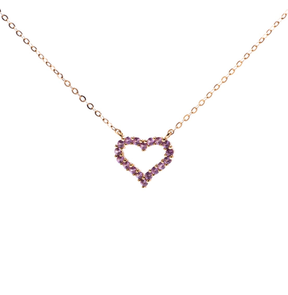 Heart necklace in 18k gold with color gems