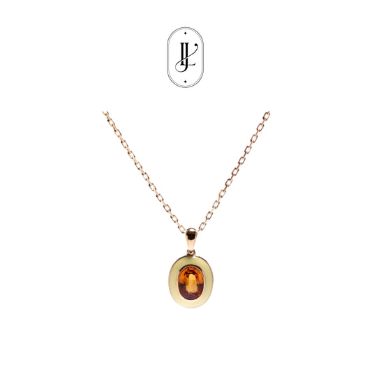 Spessartine enamel necklace in 18k yellow gold