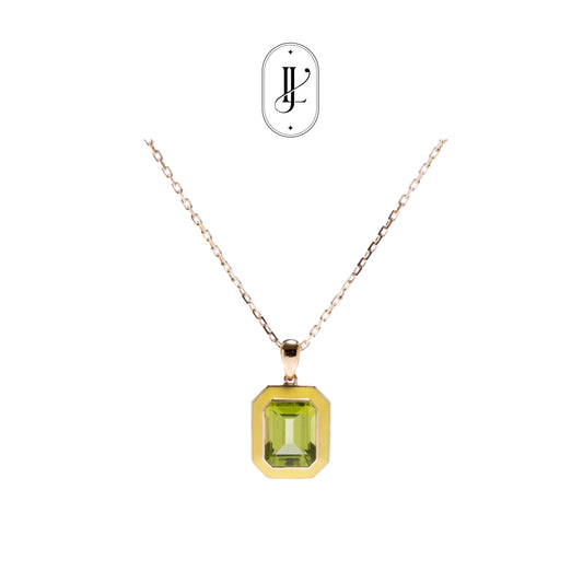 Peridot enamel necklace in 18k yellow gold