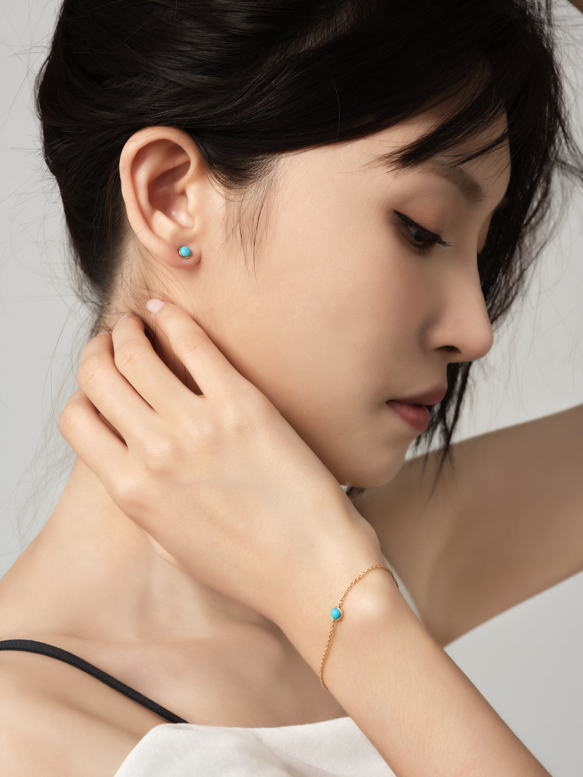 Lucky Coin Birthstone Earrings in 18K Yellow Gold with Natural Gemstones