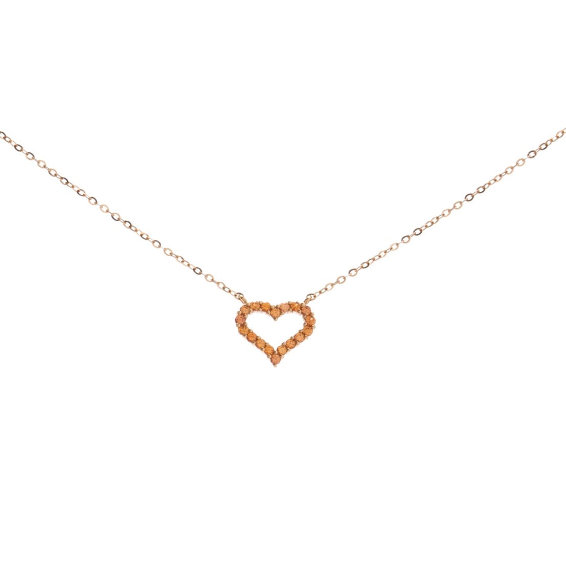 Heart necklace in 18k gold with color gems