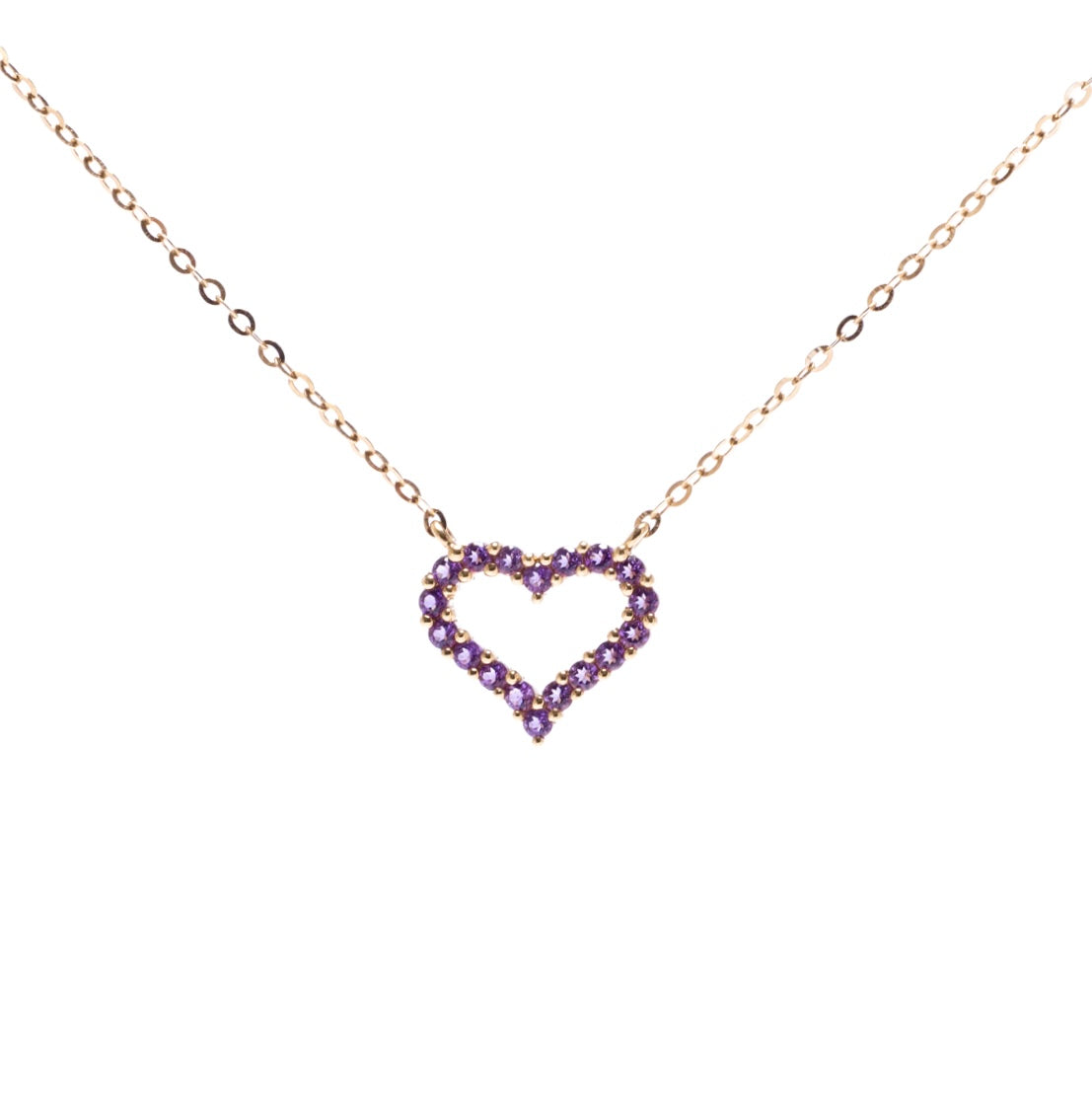 Heart necklace in 18k gold with color gems