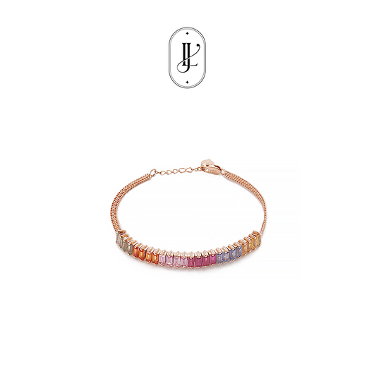 Rainbow sapphire baguettes 18k gold bracelet