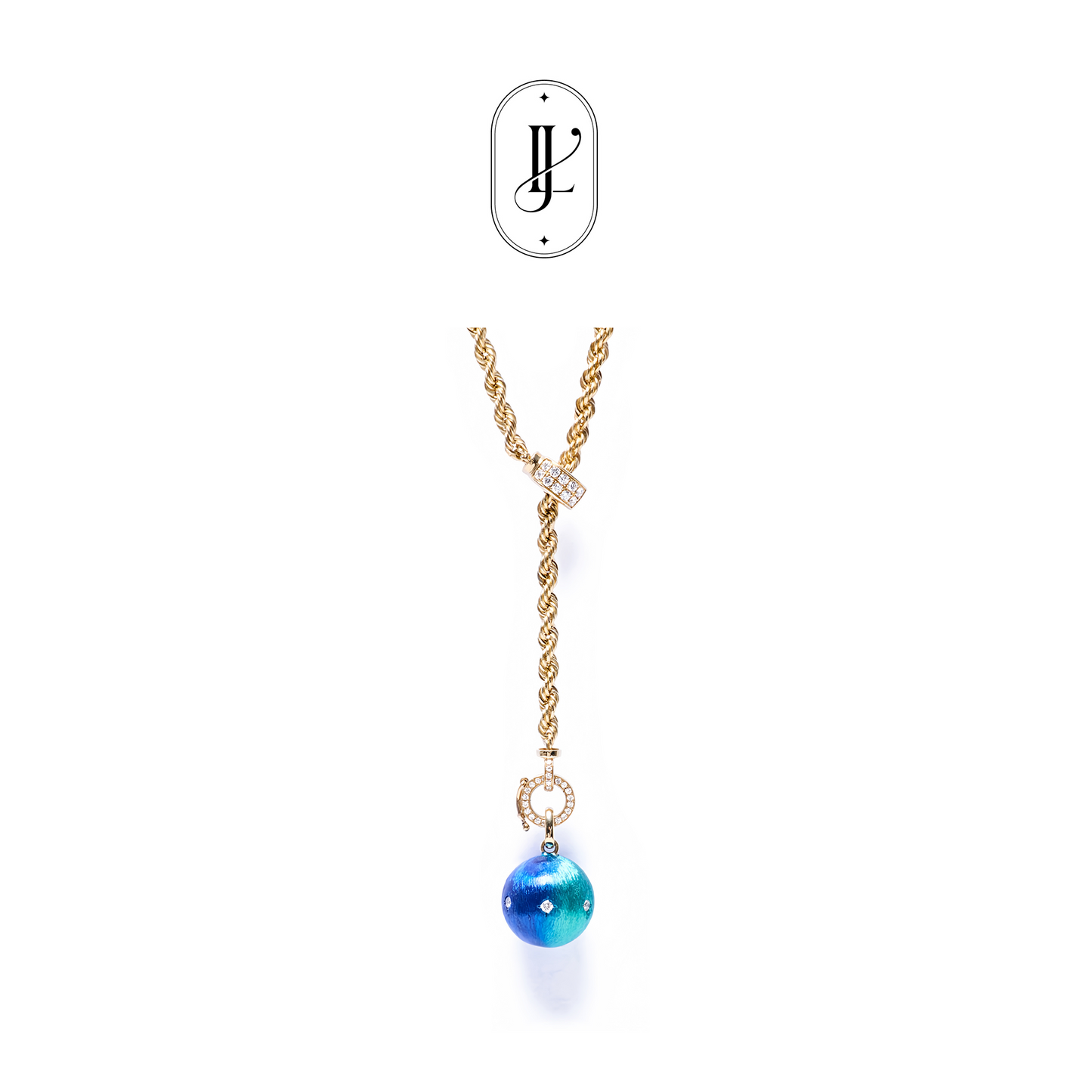 Celestial 'day n night' ball pendant in 18k gold with diamonds