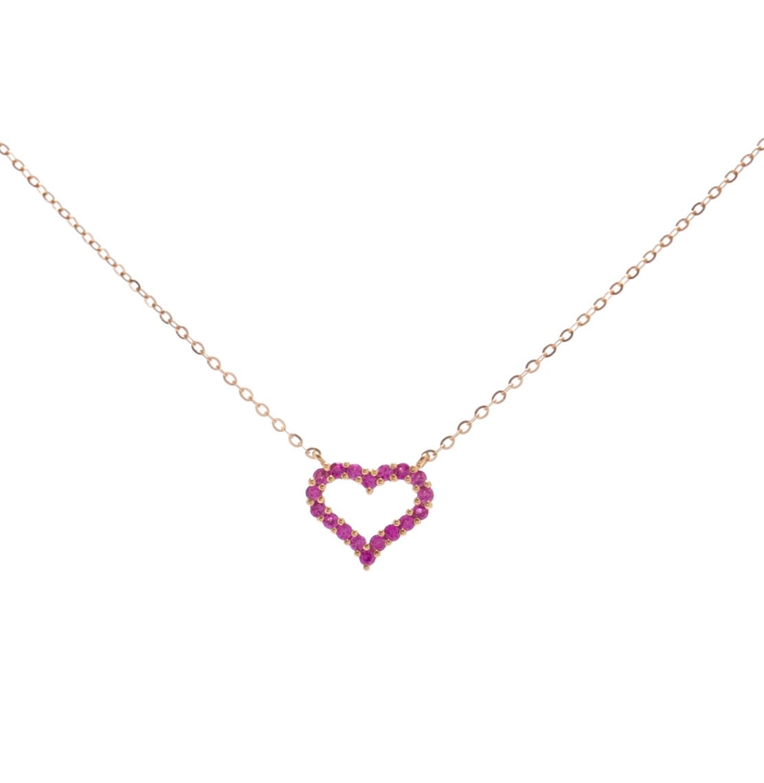 Heart necklace in 18k gold with color gems