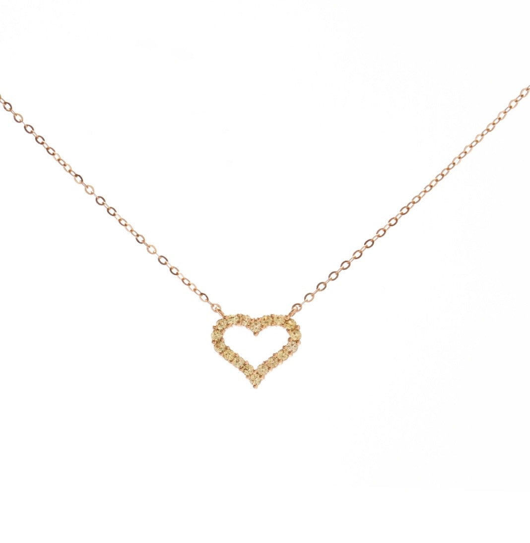 Heart necklace in 18k gold with color gems