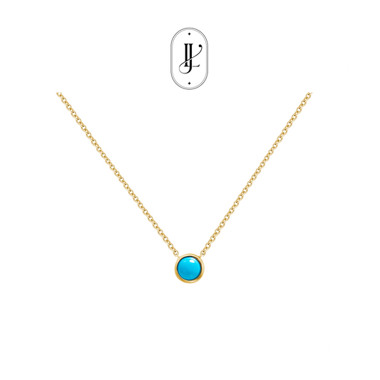 Lucky Coin Birthstone Necklace in 18K Yellow Gold with Natural Gemstones